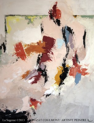 法国艺术画家-作品用石灰涂抹于木架上完成