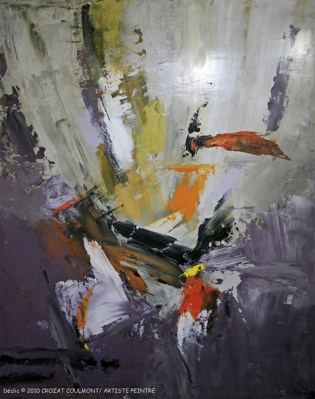 Tableau Abstrait- Original Art Peinture (Enduit de Chaux/ bois)